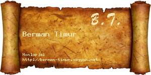 Berman Timur névjegykártya